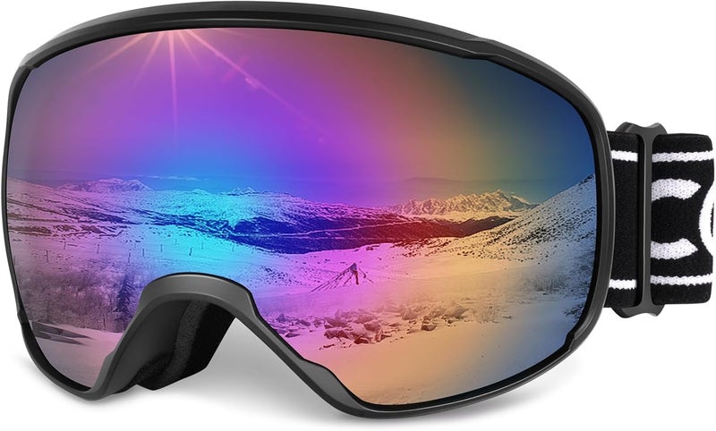 COOLOO Ski Goggles, OTG Snow Goggles for Adult Men Women Youth, Snowboard Goggles Over Glasses, Anti-fog, UV Protection - Image 1